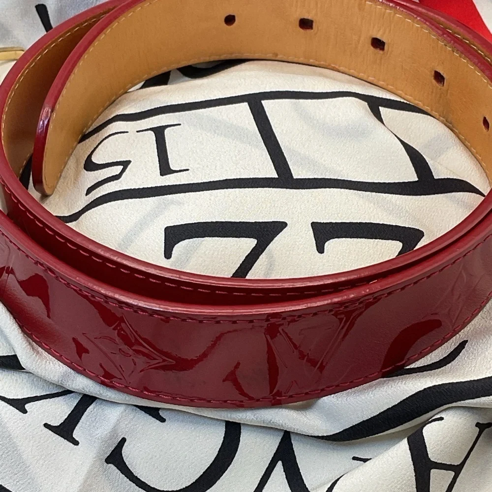 Louis Vuitton Red Monogram Vernis Belt